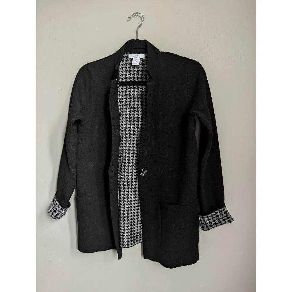 H by Halston One button hounds tooth cardigan size Small
